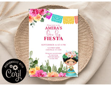 Load image into Gallery viewer, Frida Kahlo Mexican Floral Cactus Fiesta First Birthday Invitation Editable Template, Instant Download or Printed
