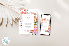 Load image into Gallery viewer, Bright Colorful Floral Wildflower Framed Bridal Shower Invitation Editable Template, Instant Template
