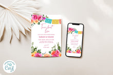 Load image into Gallery viewer, Taco &#39;bout Love Mexican Fiesta Cactus Peach and Pink Floral Couples Shower Invitation Template
