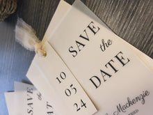 Load image into Gallery viewer, Beige Modern Minimalist Vellum Translucent Save The Date Card with Ribbon with Envelope
