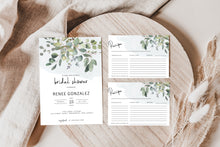 Load image into Gallery viewer, Bloom of Green Eucalyptus Bridal Shower Invitation &amp; Recipe Card Editable Template, Instant Download
