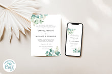 Load image into Gallery viewer, Soft Spring Green Eucalyptus Wedding Invitation Digital Template
