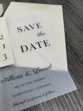 Load image into Gallery viewer, Beige Modern Minimalist Vellum Translucent Save The Date Card with Ribbon with Envelope
