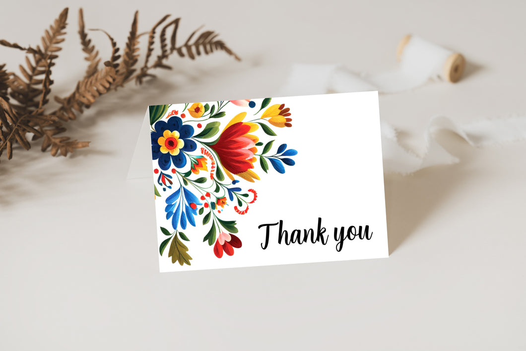 Mexican Wedding Fiesta Floral Thank You Cards - Set of 20