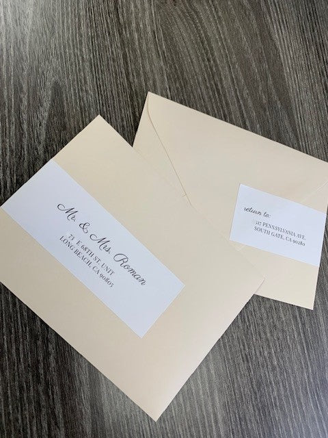 Wrap Around Wedding Address Labels, Envelope Addressing, RSVP Return Address Label, Fold Over Address Stickers -  Set of 20