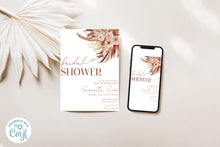 Load image into Gallery viewer, Boho Terracotta Neutral Modern Floral Bridal Shower Editable Invitation, Instant Download
