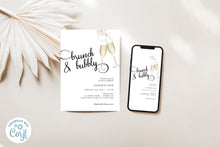 Load image into Gallery viewer, Simply Brunch &amp; Bubbly Champagne Bridal Shower Digital Invitation Template
