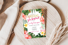 Load image into Gallery viewer, Tropical Hot Pink Bridal Shower Invitation
