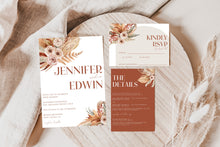 Load image into Gallery viewer, Boho Terracotta Floral Modern Brown Tan Neutral Wedding Invitation Suite Editable Template or Printed
