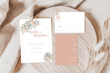 Load image into Gallery viewer, Dusty Blue &amp; Rose Pink Floral Dusk Arch Wedding Invitation Suite
