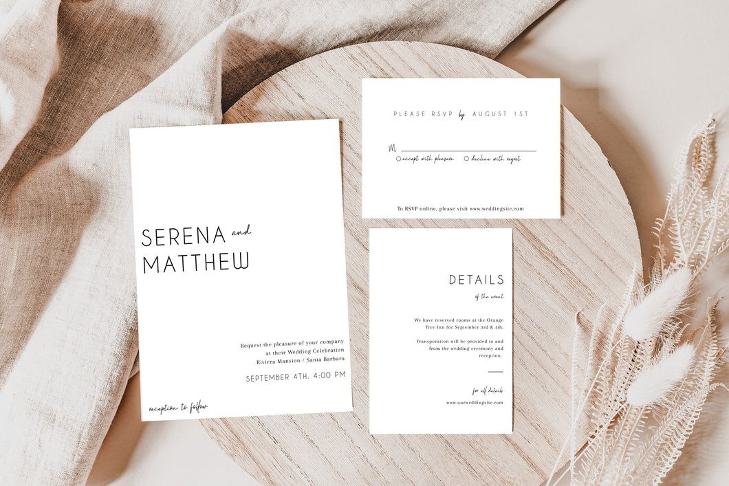 Modern Black & White Jade Wedding Invitation Suite