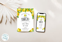 Load image into Gallery viewer, Main Squeeze Citrus Lemons Bridal Shower Invitation Editable Template, Instant Download
