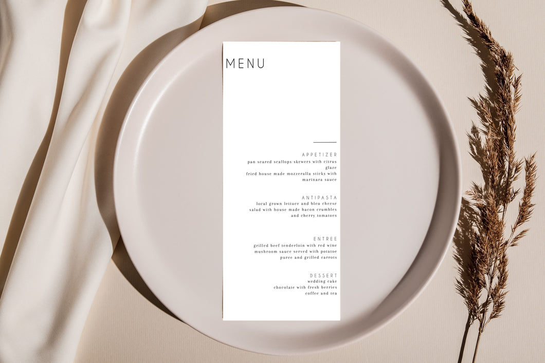 Jade Modern Cursive Simple Menu