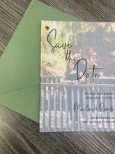 Load image into Gallery viewer, Vellum Translucent Overlay with Photo Save The Date Card with Envelope
