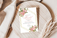 Load image into Gallery viewer, Blushing Pink &amp; Gold Geometrical Bridal Shower Invitation Print with Envelope
