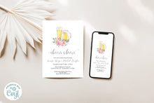 Load image into Gallery viewer, Simple Cheers and Beers Couples Shower Invitation Editable Template, Instant Download
