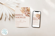 Load image into Gallery viewer, Boho Terracotta Floral Bridal Shower Invitation Editable Template, Instant Download
