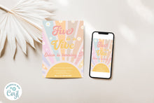 Load image into Gallery viewer, Groovy Daisy Five is a Vibe Hippie Vibe 70s Retro Birthday Invitation Editable Template, Instant Download
