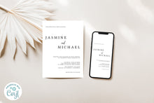 Load image into Gallery viewer, Modern Script Black &amp; White Wedding Invitation Editable Template, Instant Download
