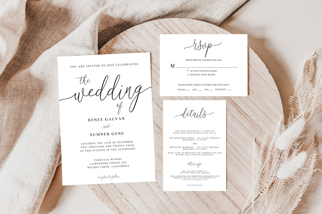 Modern White Simplicity Alternative Wedding Invitation Suite